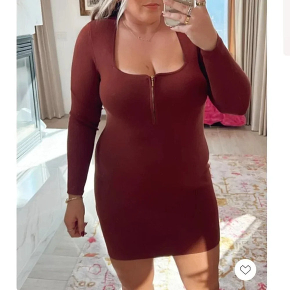 Abercrombie & Fitch A&F Long-sleeve Half-zip Mini Sweater Dress  Large NWT - Picture 1 of 8